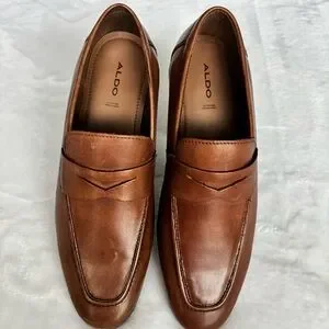 ALDO NEW! Men\'s Smooth Leather Brown Slip-On Loafer Shoe--8 ALDO Marinho Brown Overflow Men main image 4